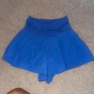 Aerie Blue Athletic Shorts with High Waist and Flowy Design